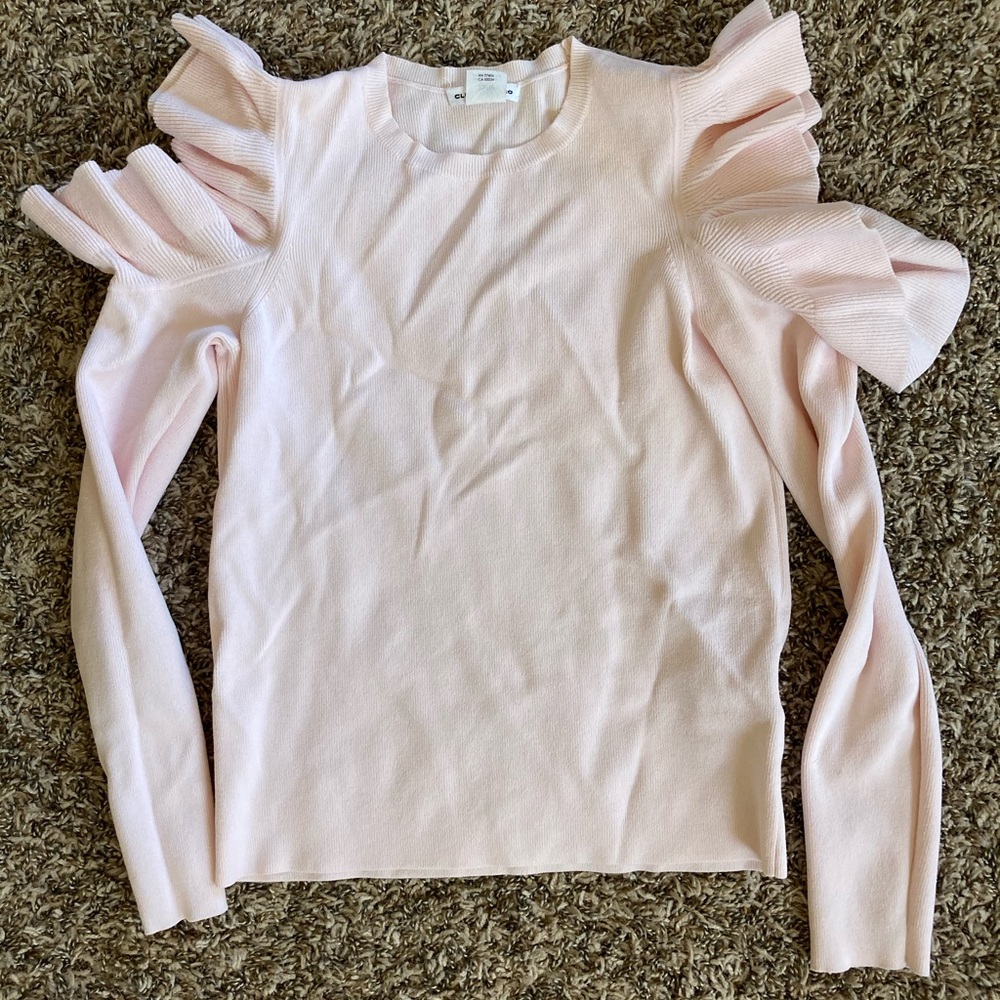 Club Monaco cold shoulder ruffle top